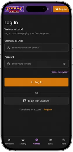 Log In to the Account